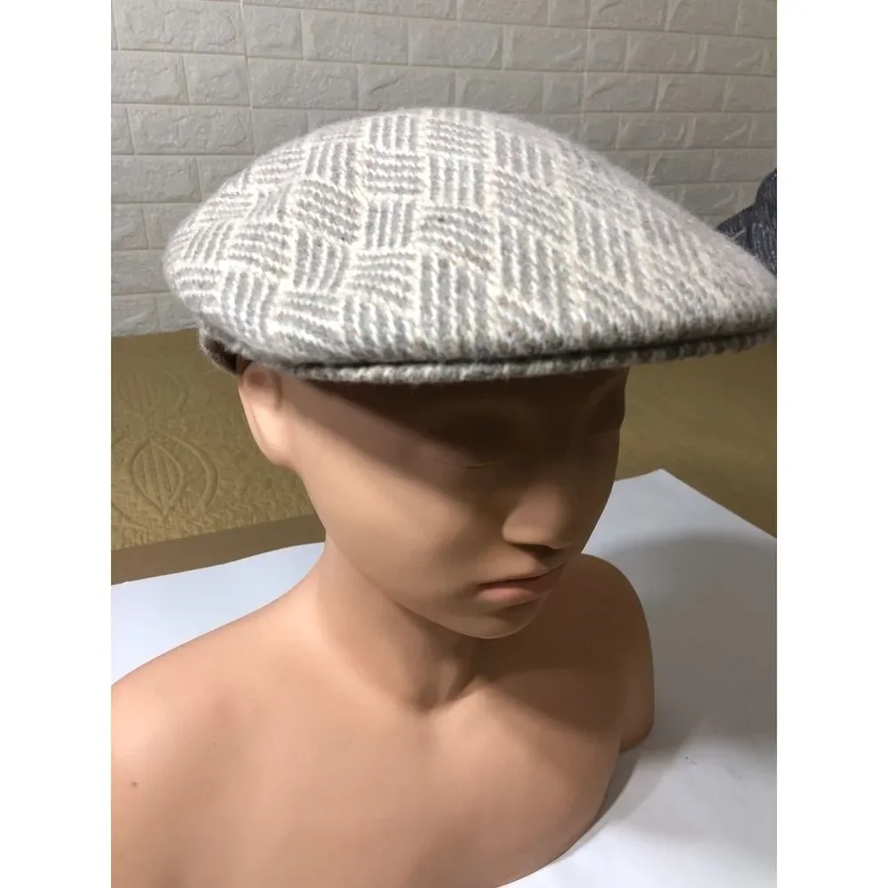 Vtg 90s Kangol Galway Wicker Flat Cap Ivy Driving Hat Wool Angora Eclectic Sz XL